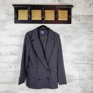 Foreign Exchange Double Breasted Blazer Wool Blend Classic Preppy Coat Suit